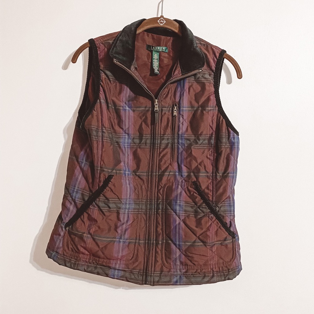 Ralf Lauren Maroon Plaid Vest